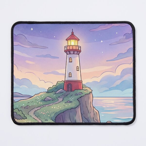 Item preview, A lighthouse at sunset designed and sold by SoraPetals.