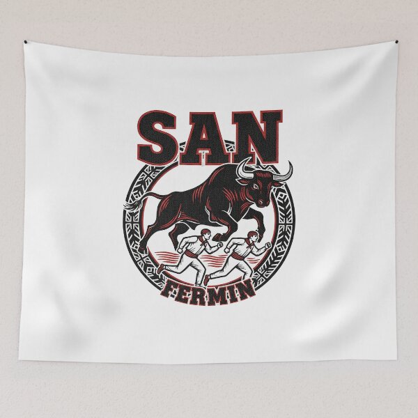 Item preview, San Fermin – Running of the Bulls Woodcut Badge designed and sold by DONOSTIADESIGN.