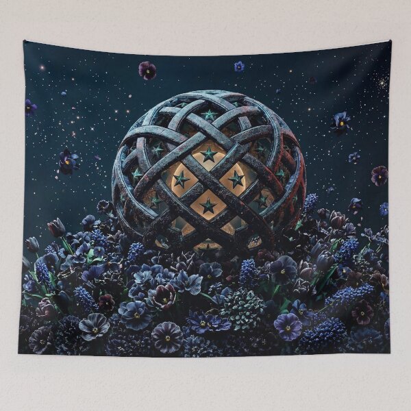 Artikelvorschau, Keltische Knotenkugel im Blumengarten | Fantasievolle Wandkunst entworfen und verkauft von EWPrints.