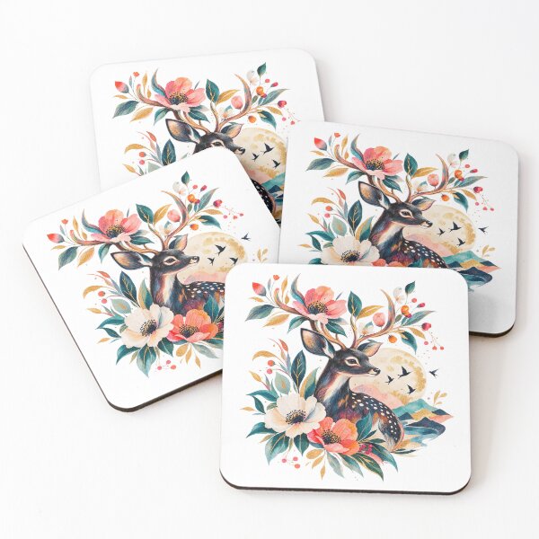 Item preview, Floral Deer in a Moonlit Botanical Garden designed and sold by RetroPop23.