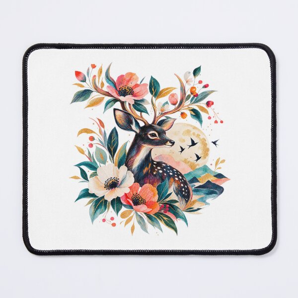 Item preview, Floral Deer in a Moonlit Botanical Garden designed and sold by RetroPop23.