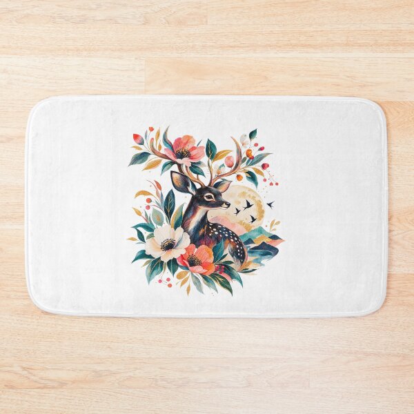 Item preview, Floral Deer in a Moonlit Botanical Garden designed and sold by RetroPop23.