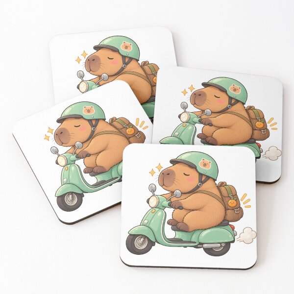 Item preview, Cute Capybara Riding a Mint Green Scooter designed and sold by TinyWeird.