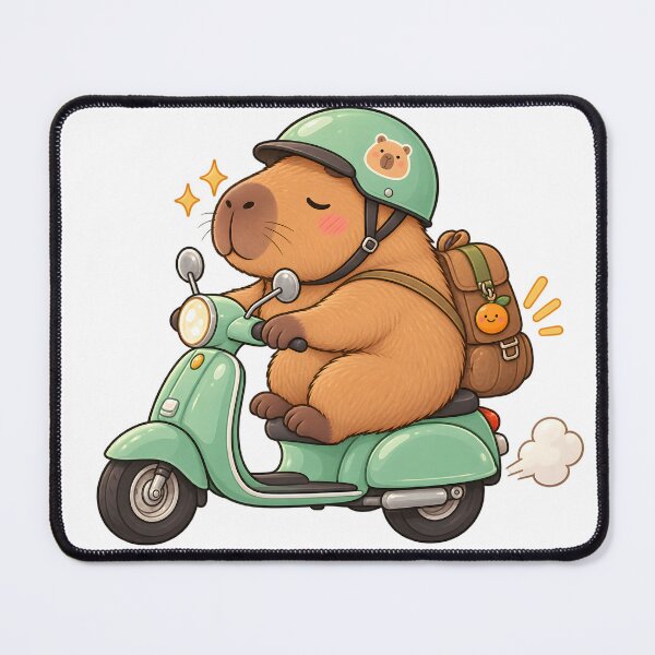 Item preview, Cute Capybara Riding a Mint Green Scooter designed and sold by TinyWeird.