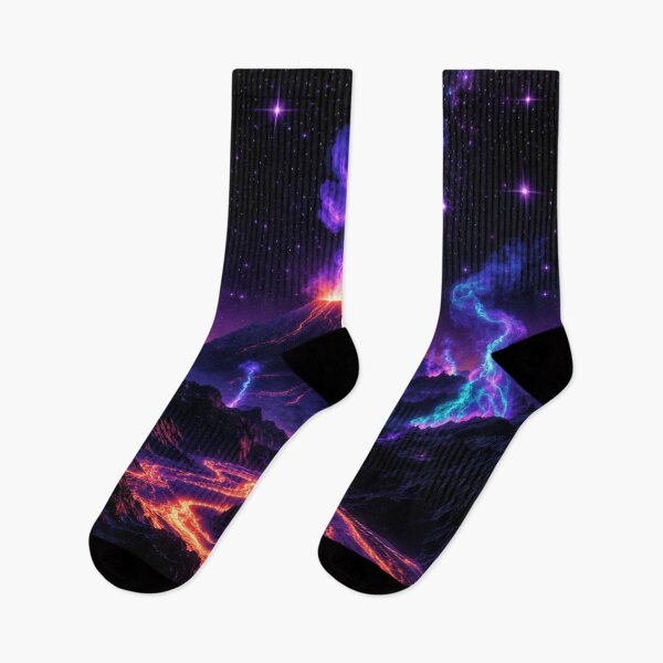 Artikelvorschau, Kunst eines kosmischen Neon-Vulkanausbruchs und eines Lavaflusses entworfen und verkauft von Nexus Space.