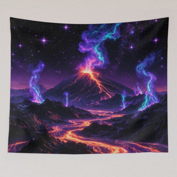 Item preview, Cosmic Neon Volcano Eruption Lava River Art designed and sold by Nexus Space.