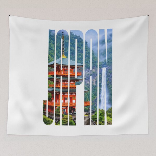 Item preview, Japan Typography Travel Shirt | Japanese Pagoda & Waterfall Scenic Design | Japan Lover Gift designed and sold by TheAllInStore.