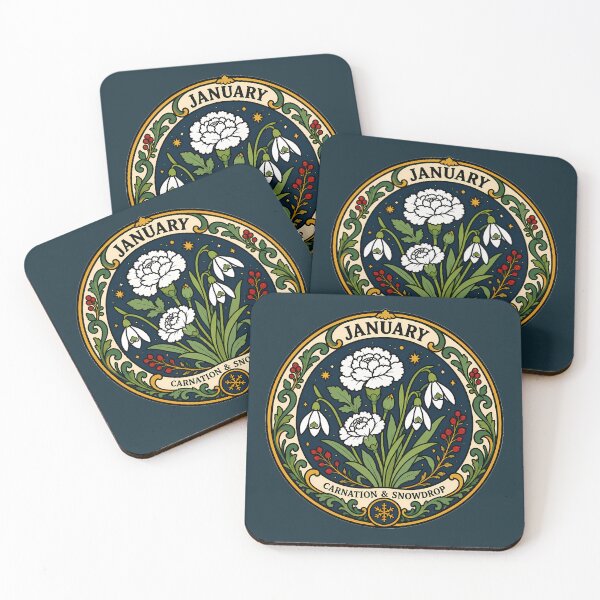 Item preview, January Birth Flowers - Carnation & Snowdrop designed and sold by FloreDreamStudio.
