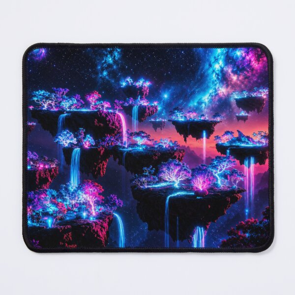 Item preview, Cosmic Floating Islands Neon Waterfall Galaxy Art designed and sold by Nexus Space.