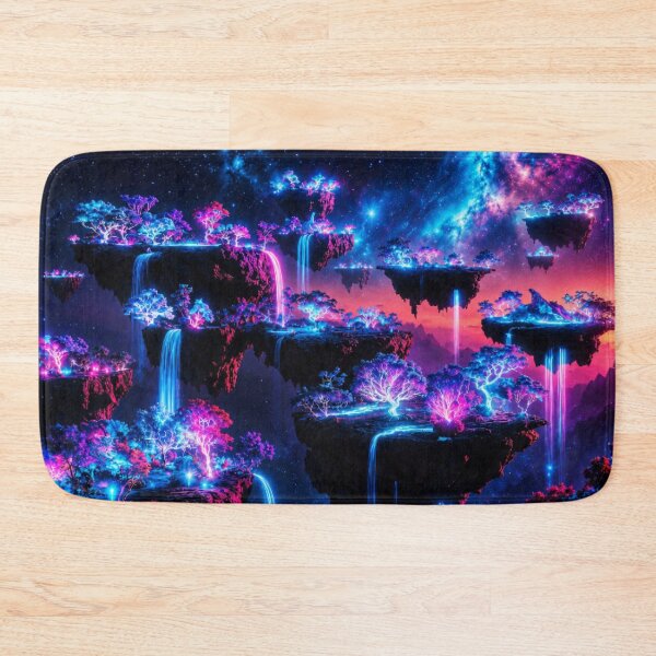 Item preview, Cosmic Floating Islands Neon Waterfall Galaxy Art designed and sold by Nexus Space.