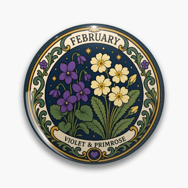 Item preview, February Birth Flowers - Violet & Primrose designed and sold by FloreDreamStudio.