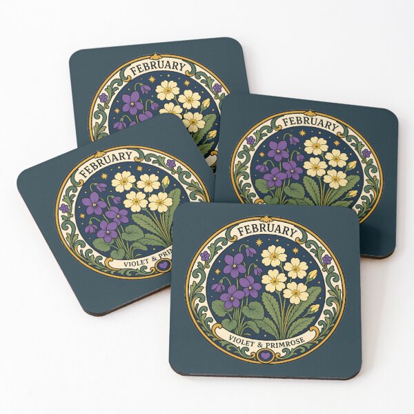 Item preview, February Birth Flowers - Violet & Primrose designed and sold by FloreDreamStudio.