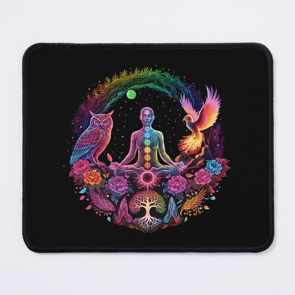 Item preview, Neon Chakra Meditation Goddess Phoenix Owl designed and sold by NeuralLoft Frequency.