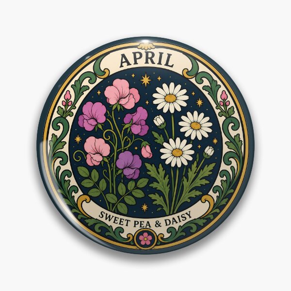 Item preview, April Birth Flowers - Sweet Pea & Daisy designed and sold by FloreDreamStudio.