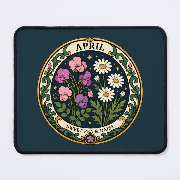 Item preview, April Birth Flowers - Sweet Pea & Daisy designed and sold by FloreDreamStudio.