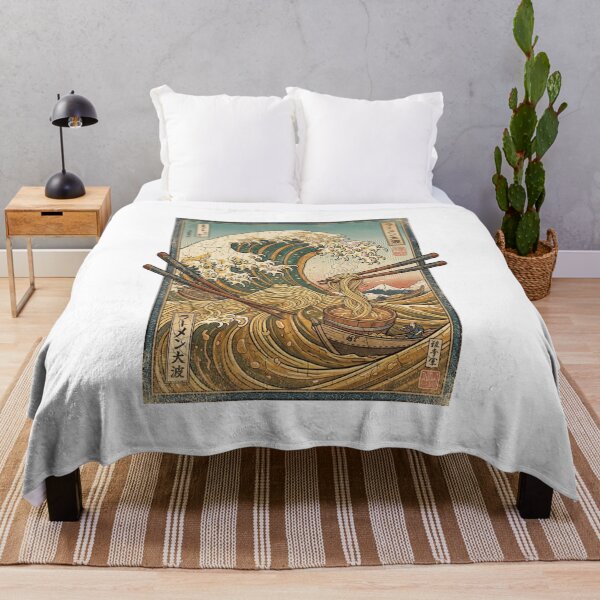 Item preview, Japanese Great Wave Off Kanagawa over a bowl of ramen noodles designed and sold by Rhu Creations.