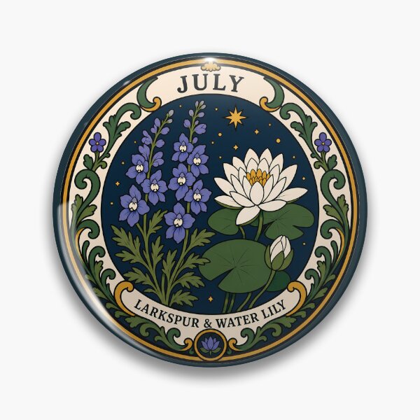 Item preview, July Birth Flowers - Larkspur & Water Lily designed and sold by FloreDreamStudio.