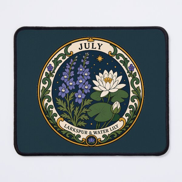 Item preview, July Birth Flowers - Larkspur & Water Lily designed and sold by FloreDreamStudio.