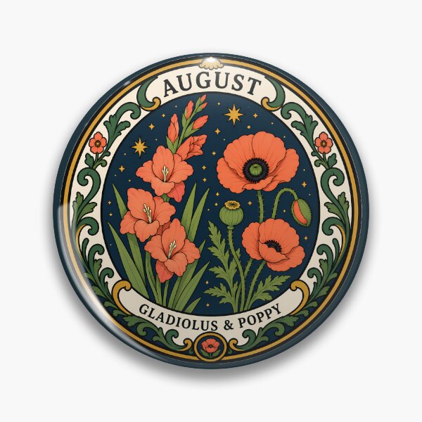Item preview, August Birth Flowers - Gladiolus & Poppy designed and sold by FloreDreamStudio.