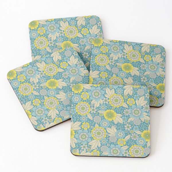 Item preview, Vintage Spring Floral in Turquoise Blue and Yellow designed and sold by somecallmebeth.