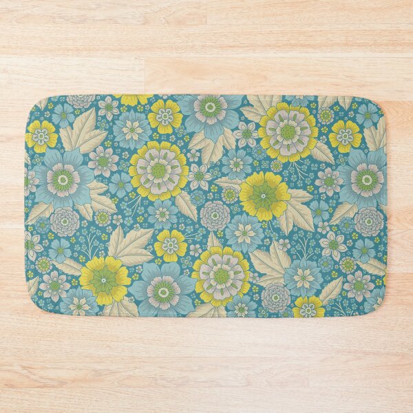 Item preview, Vintage Spring Floral in Turquoise Blue and Yellow designed and sold by somecallmebeth.