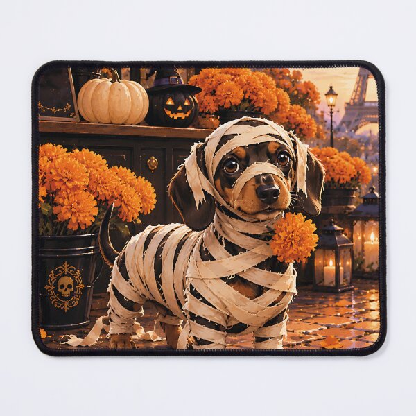 Item preview, Mummy Dachshund at the Paris Flower Market designed and sold by Nomad-Paws.