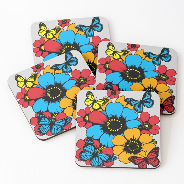 Item preview, Vibrant Retro Pop Art Flowers and Butterflies Pattern designed and sold by Nexus Space.