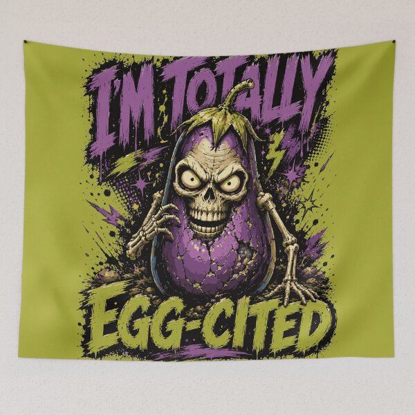 Item preview,  I'm Totally Egg-cited – Funny Zombie Eggplant Halloween Design designed and sold by Maria Garcia´s.