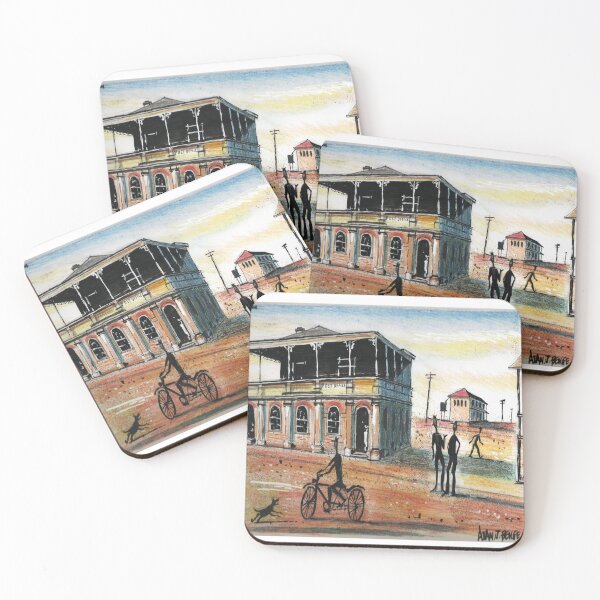 Item preview, Retro Australian Outback Town Street Painting designed and sold by Al Benge - NZ & Australian Art.