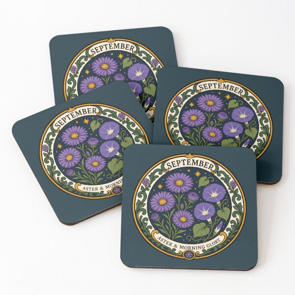 Item preview, September Birth Flowers - Aster & Morning Glory designed and sold by FloreDreamStudio.