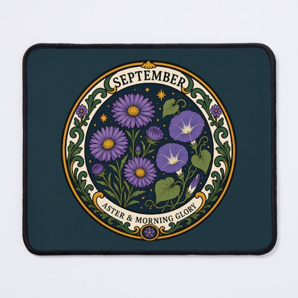 Item preview, September Birth Flowers - Aster & Morning Glory designed and sold by FloreDreamStudio.