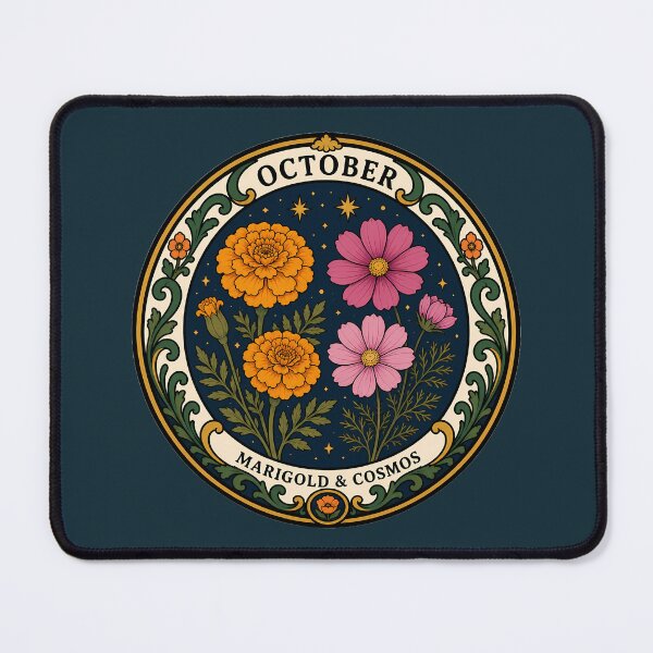 Item preview, October Birth Flowers - Marigold & Cosmos designed and sold by FloreDreamStudio.
