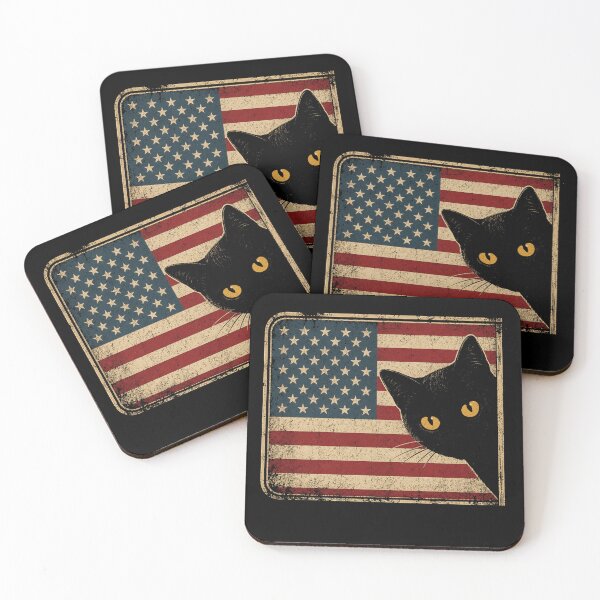 Item preview, Retro Black Cat American Flag Vintage Patriotic designed and sold by Moizento.