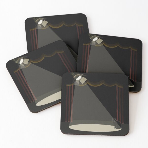 Item preview, Black Cat in the Spotlight – Mysterious Theater designed and sold by Sfumata Illustration.