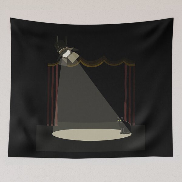 Item preview, Black Cat in the Spotlight – Mysterious Theater designed and sold by Sfumata Illustration.