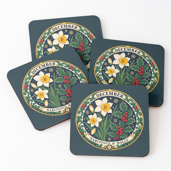 Item preview, December Birth Flowers - Narcissus & Holly designed and sold by FloreDreamStudio.