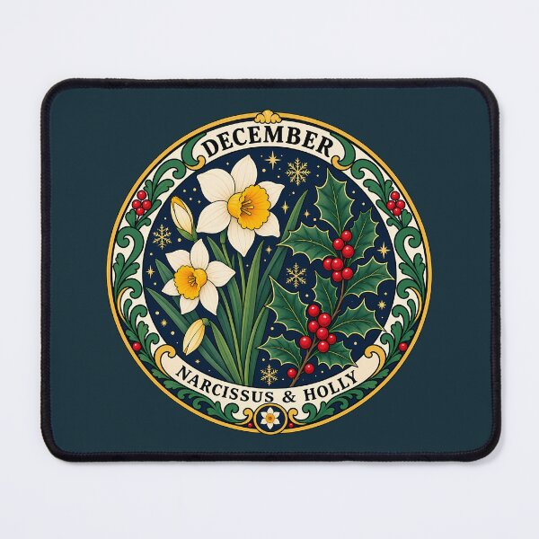 Item preview, December Birth Flowers - Narcissus & Holly designed and sold by FloreDreamStudio.