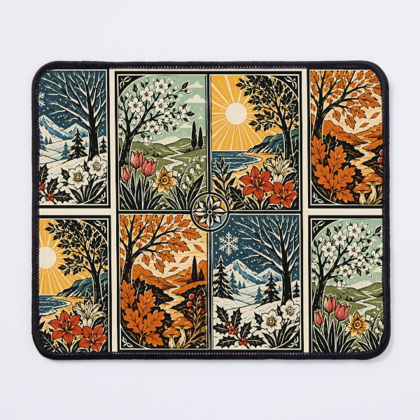 Item preview, Four Seasons - Linocut designed and sold by FloreDreamStudio.