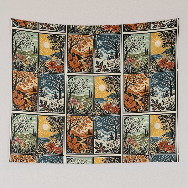 Item preview, Four Seasons - Linocut designed and sold by FloreDreamStudio.