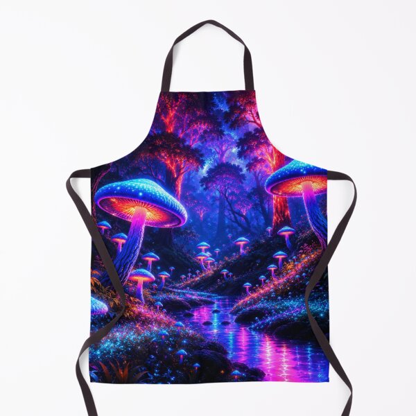 Item preview, Bioluminescent Neon Mushroom Forest River Nightscape designed and sold by Nexus Space.