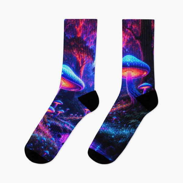 Item preview, Bioluminescent Neon Mushroom Forest River Nightscape designed and sold by Nexus Space.