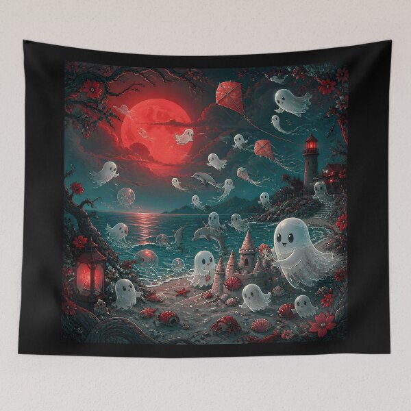Item preview, Little Ghost Play at The Beach under Summer Moonlight designed and sold by Shelley Loewnau-Jones Studio.