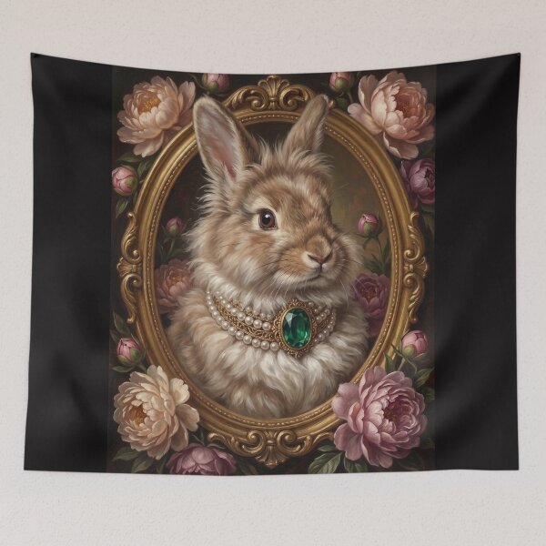 Item preview, Royal Bunny Emerald Peony Frame designed and sold by The Real Beast Art.