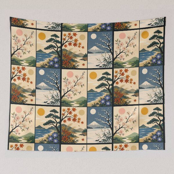 Item preview, Four Seasons - Minimalist Japanese illustration designed and sold by FloreDreamStudio.