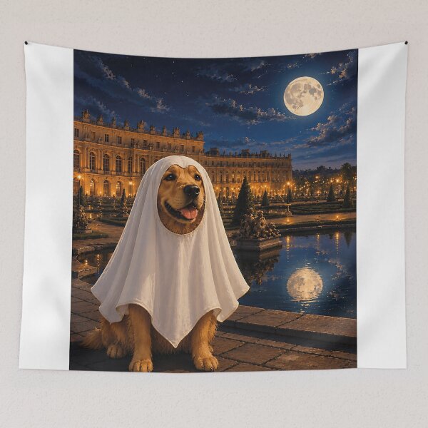 Item preview, Ghostly Golden Retriever in Versailles under a full moon designed and sold by Nomad-Paws.