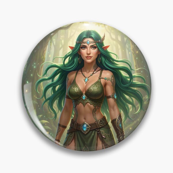 Item preview, Green Haired Elf Druid Woman in Forest designed and sold by Prestons Corner.