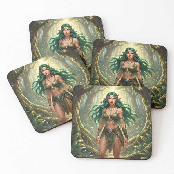 Item preview, Green Haired Elf Druid Woman in Forest designed and sold by Prestons Corner.