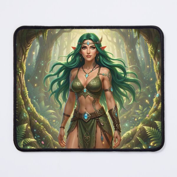 Item preview, Green Haired Elf Druid Woman in Forest designed and sold by Prestons Corner.