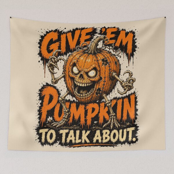 Item preview, Give ’Em Pumpkin to Talk About – Funny Spooky Pumpkin Skeleton Halloween Design designed and sold by Maria Garcia´s.