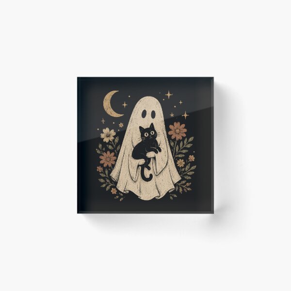 Item preview, Spooky Vintage Ghost Hugging Black Cat Floral Night  designed and sold by Moizento.